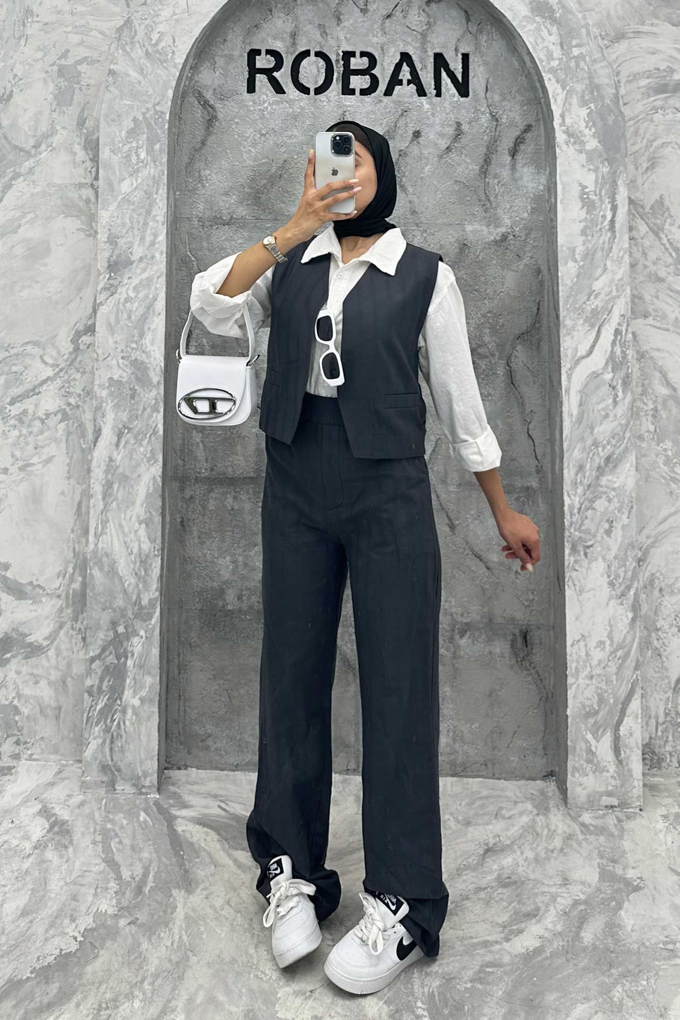 ست ژیله و شلوار جیب فیلتو لینن ژاکارد