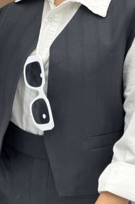 ست ژیله و شلوار جیب فیلتو لینن ژاکارد