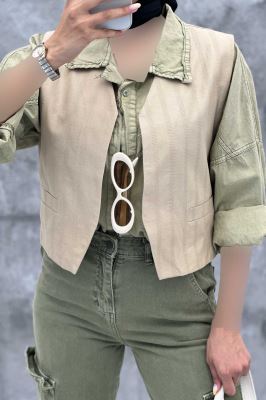 ژیله تک جیب فیلتو لینن ژاکارد