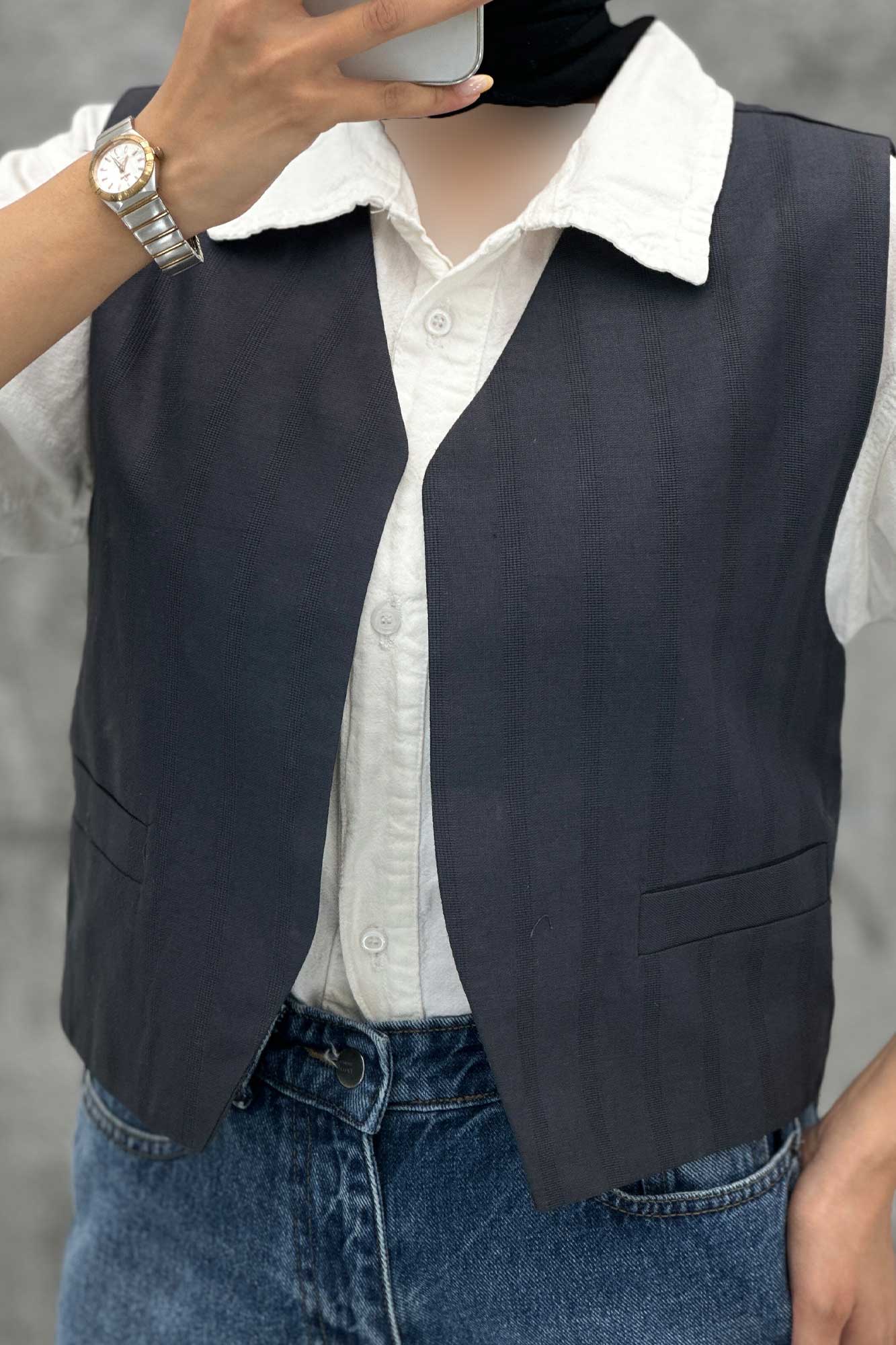 ژیله تک جیب فیلتو لینن ژاکارد