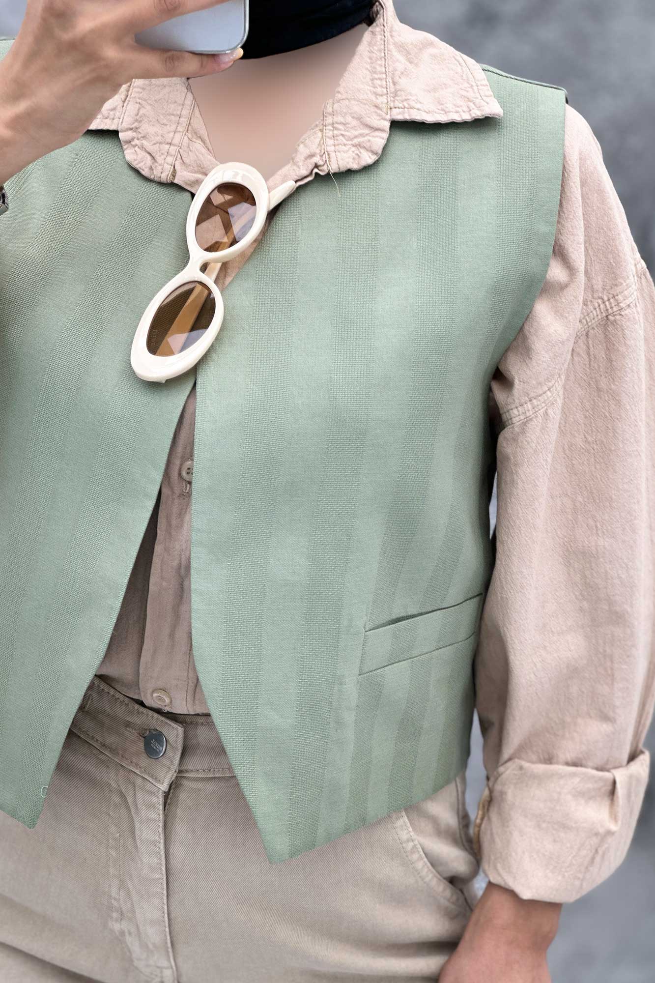 ژیله تک جیب فیلتو لینن ژاکارد