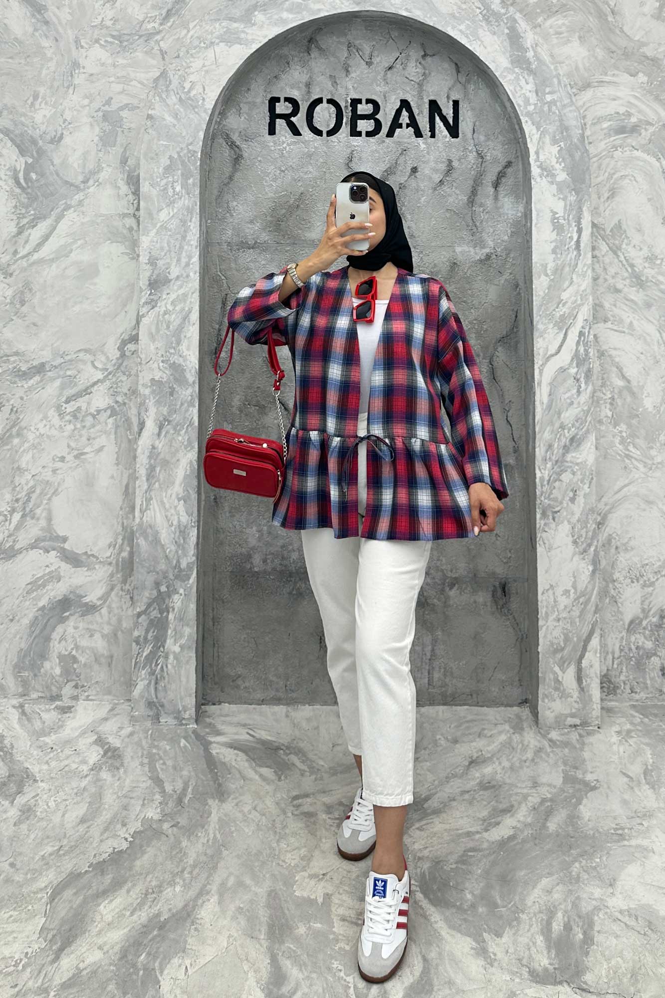 مانتو چین دار تک بند چهارخانه