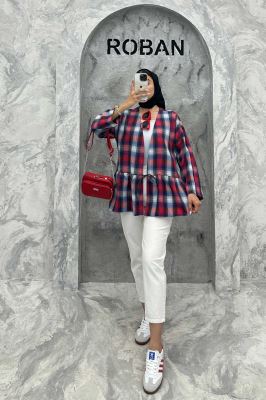 مانتو چین دار تک بند چهارخانه