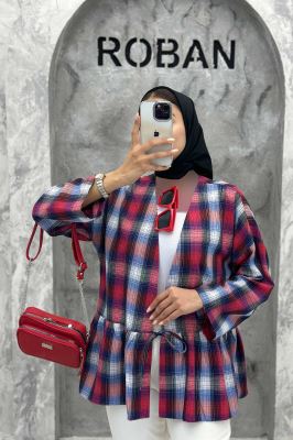 مانتو چین دار تک بند چهارخانه