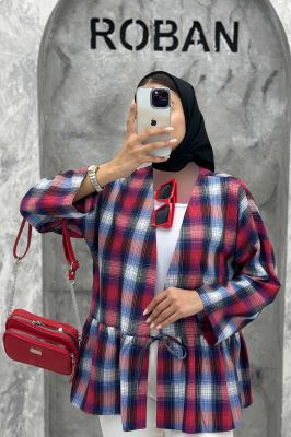 مانتو چین دار تک بند چهارخانه