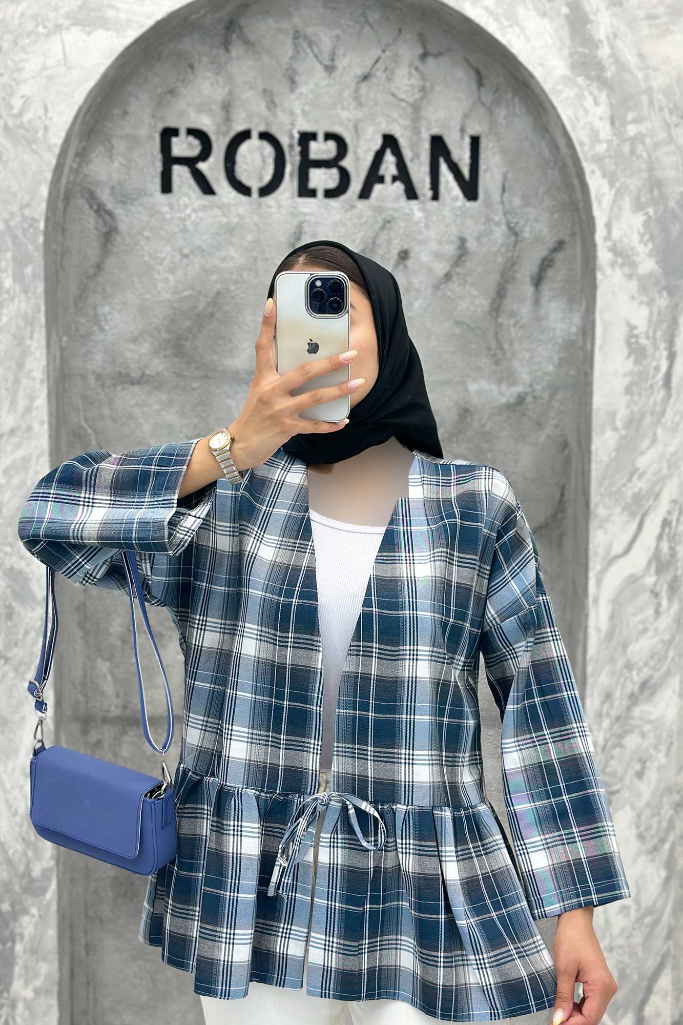 مانتو چین دار تک بند چهارخانه