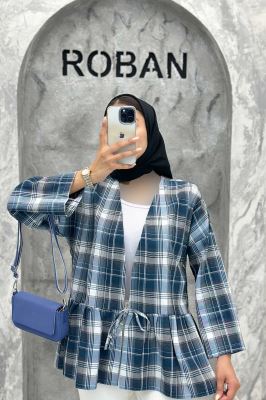 مانتو چین دار تک بند چهارخانه