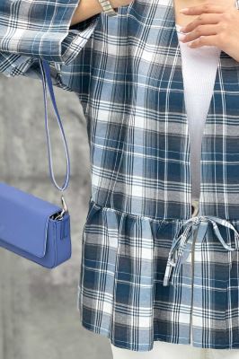 مانتو چین دار تک بند چهارخانه