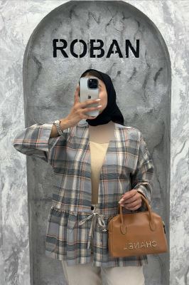 مانتو چین دار تک بند چهارخانه