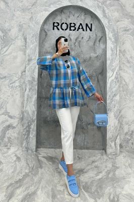 مانتو چین دار تک بند چهارخانه