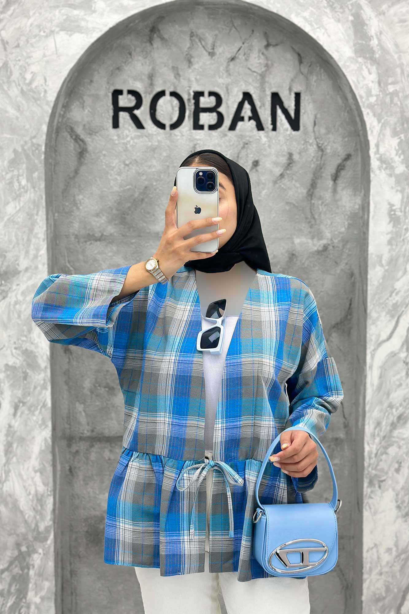 مانتو چین دار تک بند چهارخانه