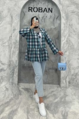 مانتو چین دار تک بند چهارخانه