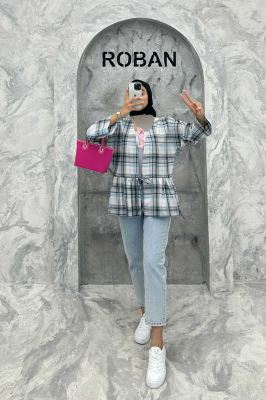 مانتو چین دار تک بند چهارخانه