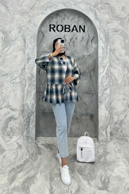 مانتو چین دار تک بند چهارخانه