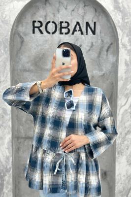 مانتو چین دار تک بند چهارخانه