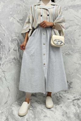 دامن لینن بلند جلو چاکدار دورکش