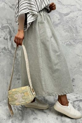 دامن لینن بلند جلو چاکدار دورکش