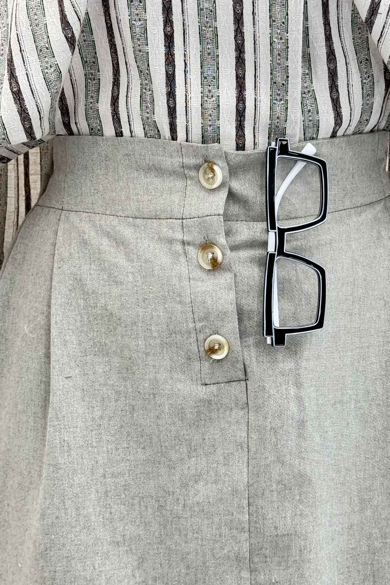 دامن لینن بلند جلو پیله سه دکمه