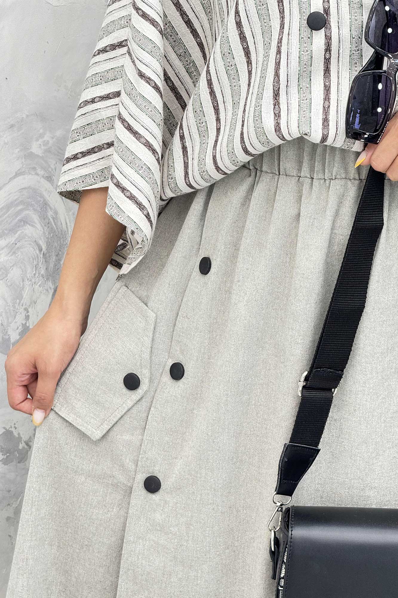 دامن بلند دکمه زاماک لینن