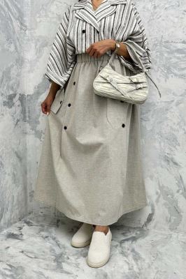 دامن بلند دکمه زاماک لینن