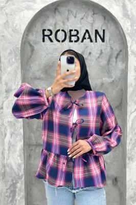 مانتو چین دار چهارخانه بندینک