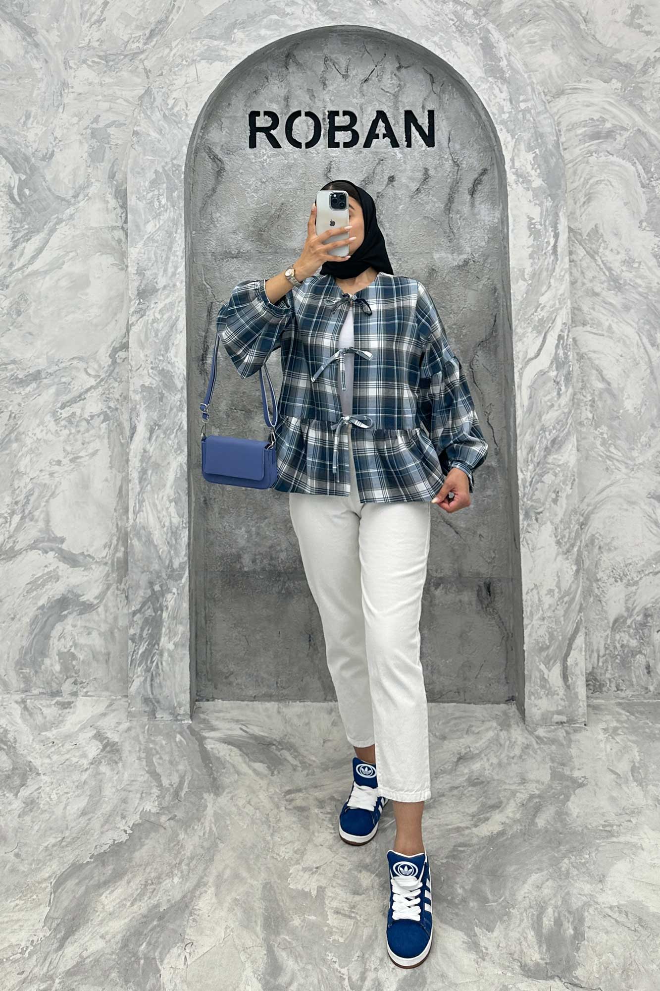 مانتو چین دار چهارخانه بندینک