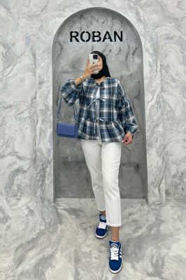 مانتو چین دار چهارخانه بندینک