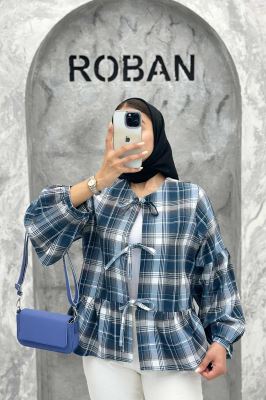 مانتو چین دار چهارخانه بندینک