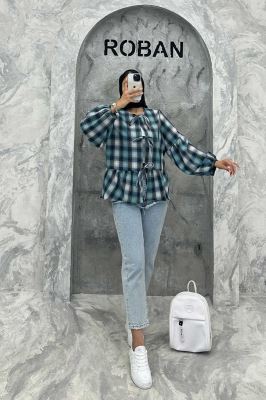 مانتو چین دار چهارخانه بندینک