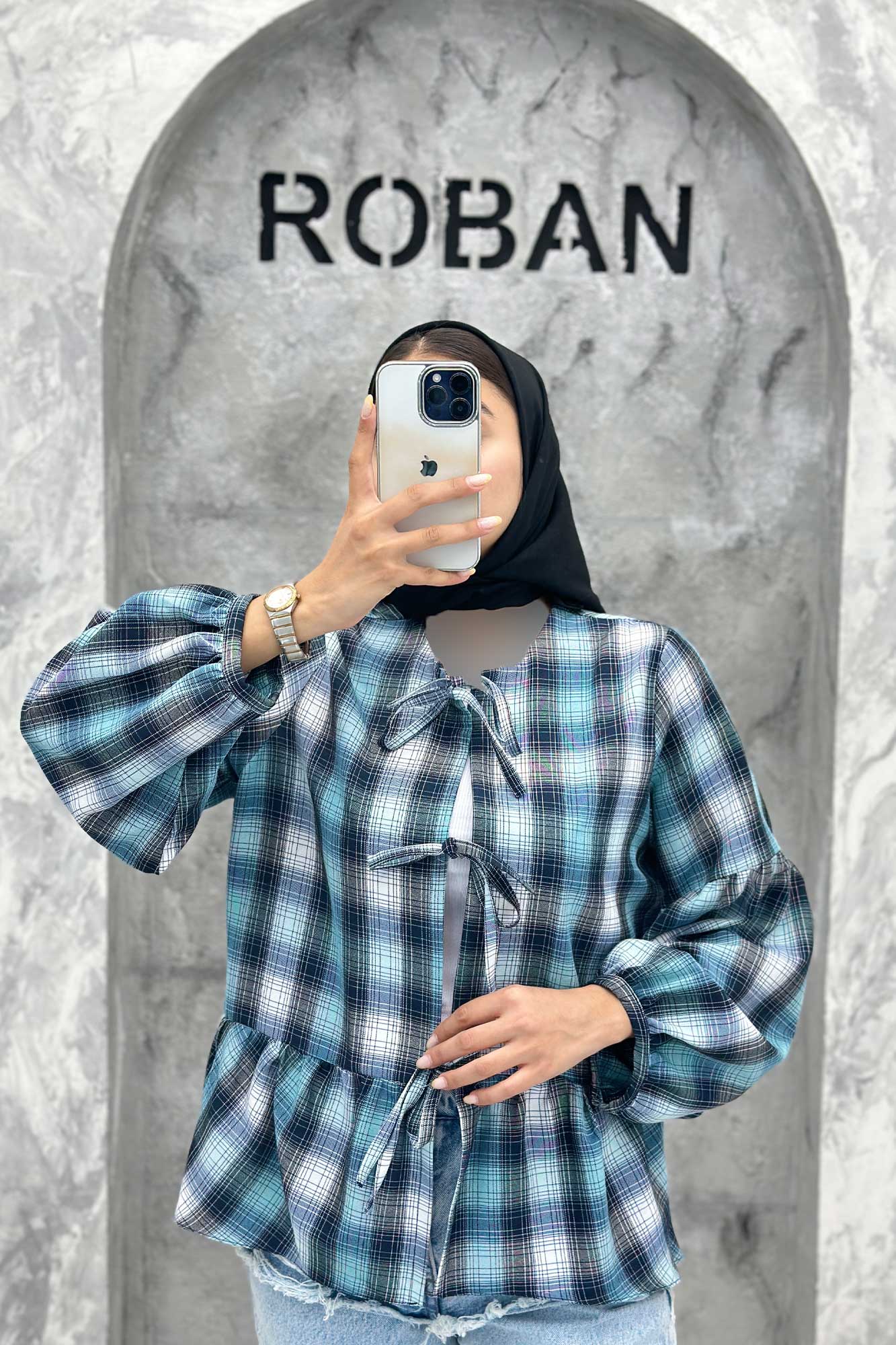 مانتو چین دار چهارخانه بندینک