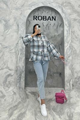 مانتو چین دار چهارخانه بندینک