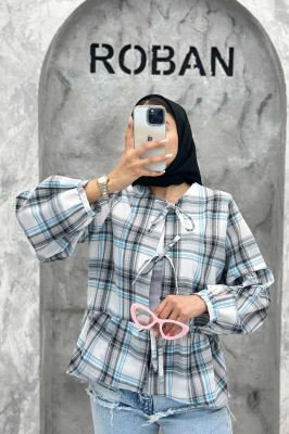 مانتو چین دار چهارخانه بندینک