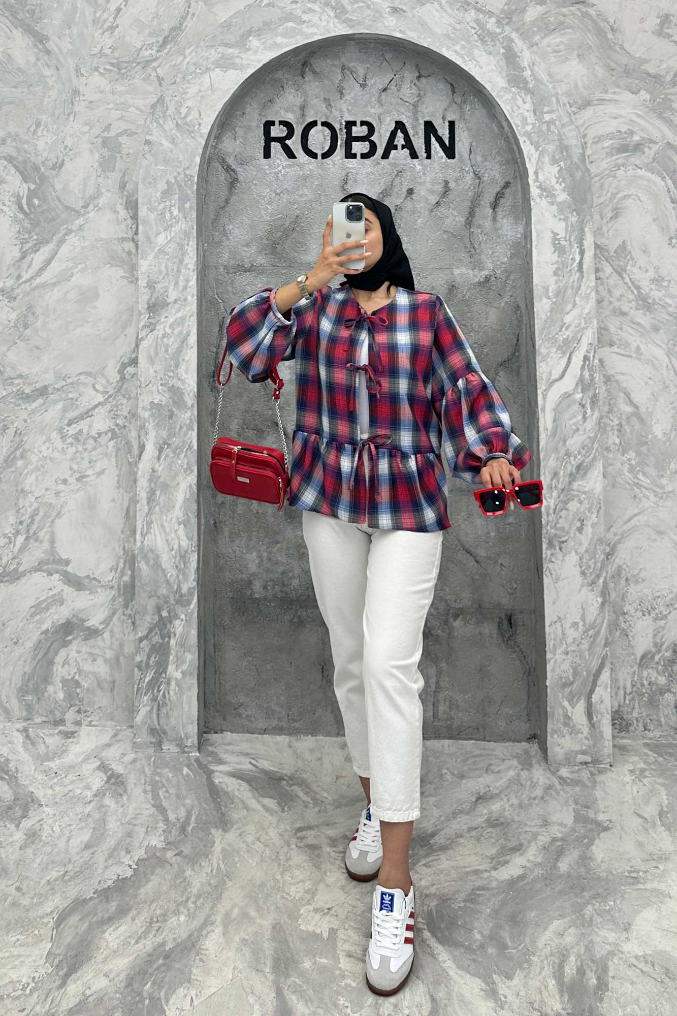 مانتو چین دار چهارخانه بندینک