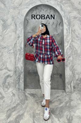 مانتو چین دار چهارخانه بندینک