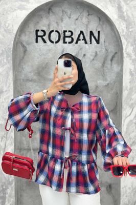 مانتو چین دار چهارخانه بندینک