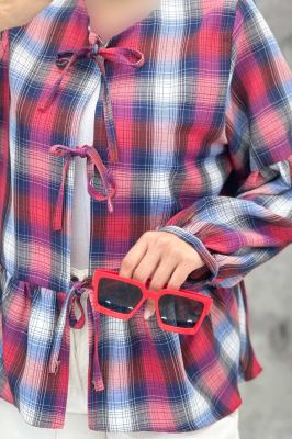 مانتو چین دار چهارخانه بندینک