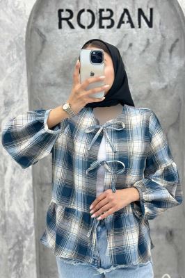 مانتو چین دار چهارخانه بندینک