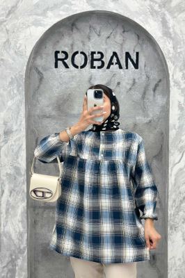 مانتو جلو بسته چهارخانه پشت دکمه