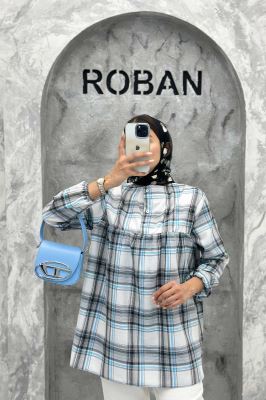 مانتو جلو بسته چهارخانه پشت دکمه