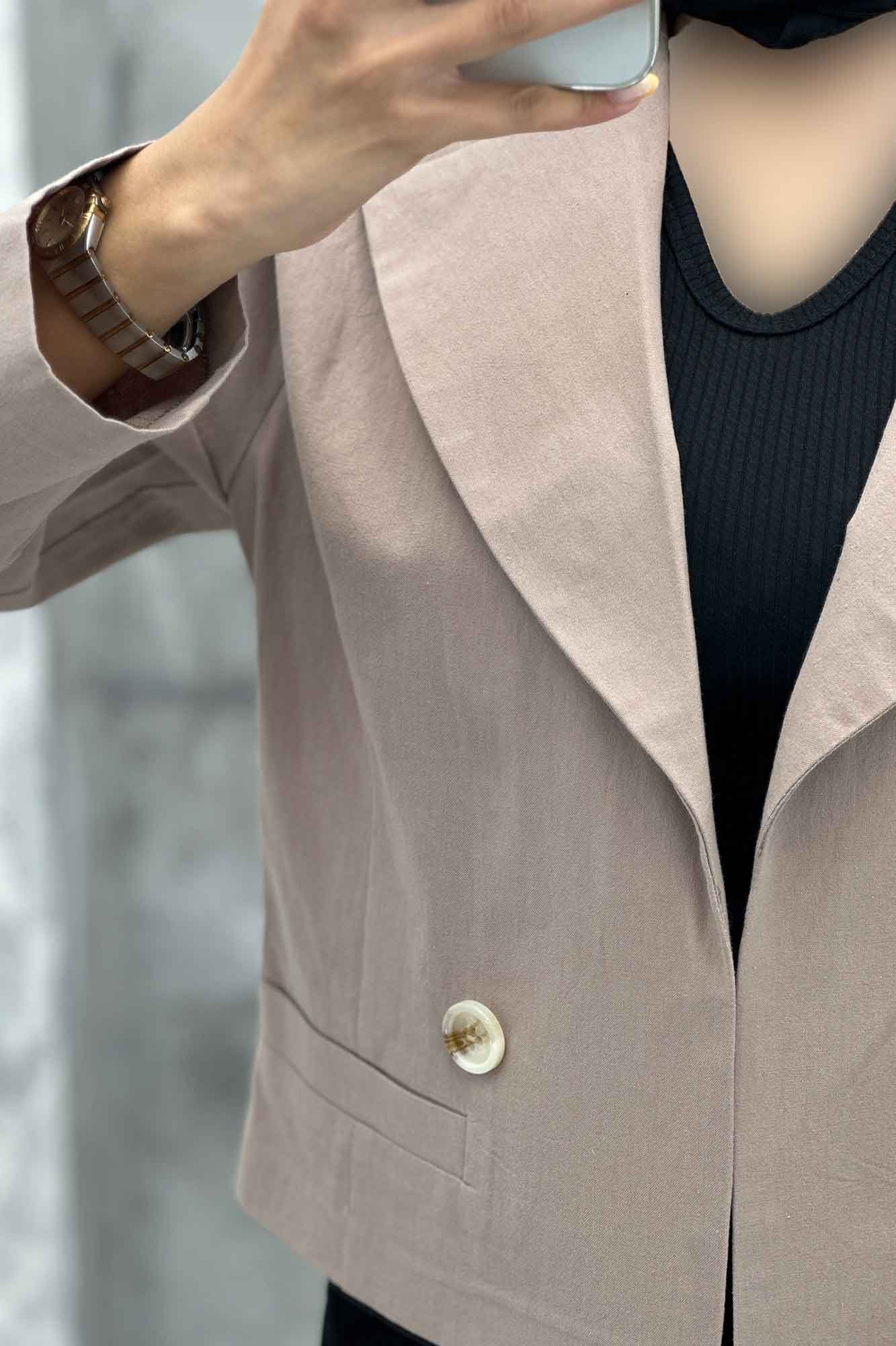 کت کراپ جیب فیلتو لینن کتان