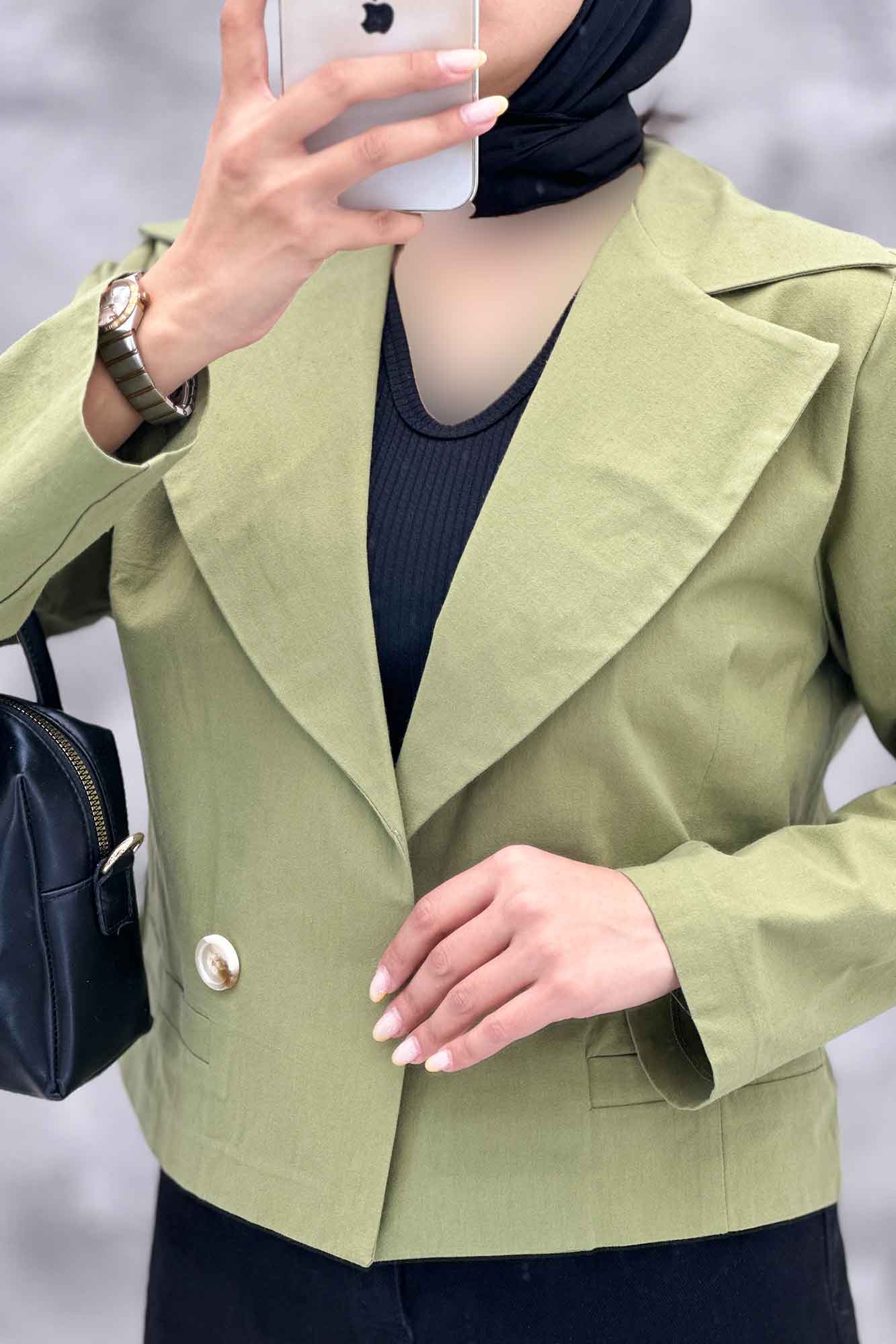 کت کراپ جیب فیلتو لینن کتان