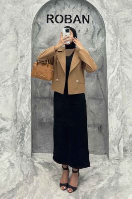 کت کراپ جیب فیلتو لینن کتان