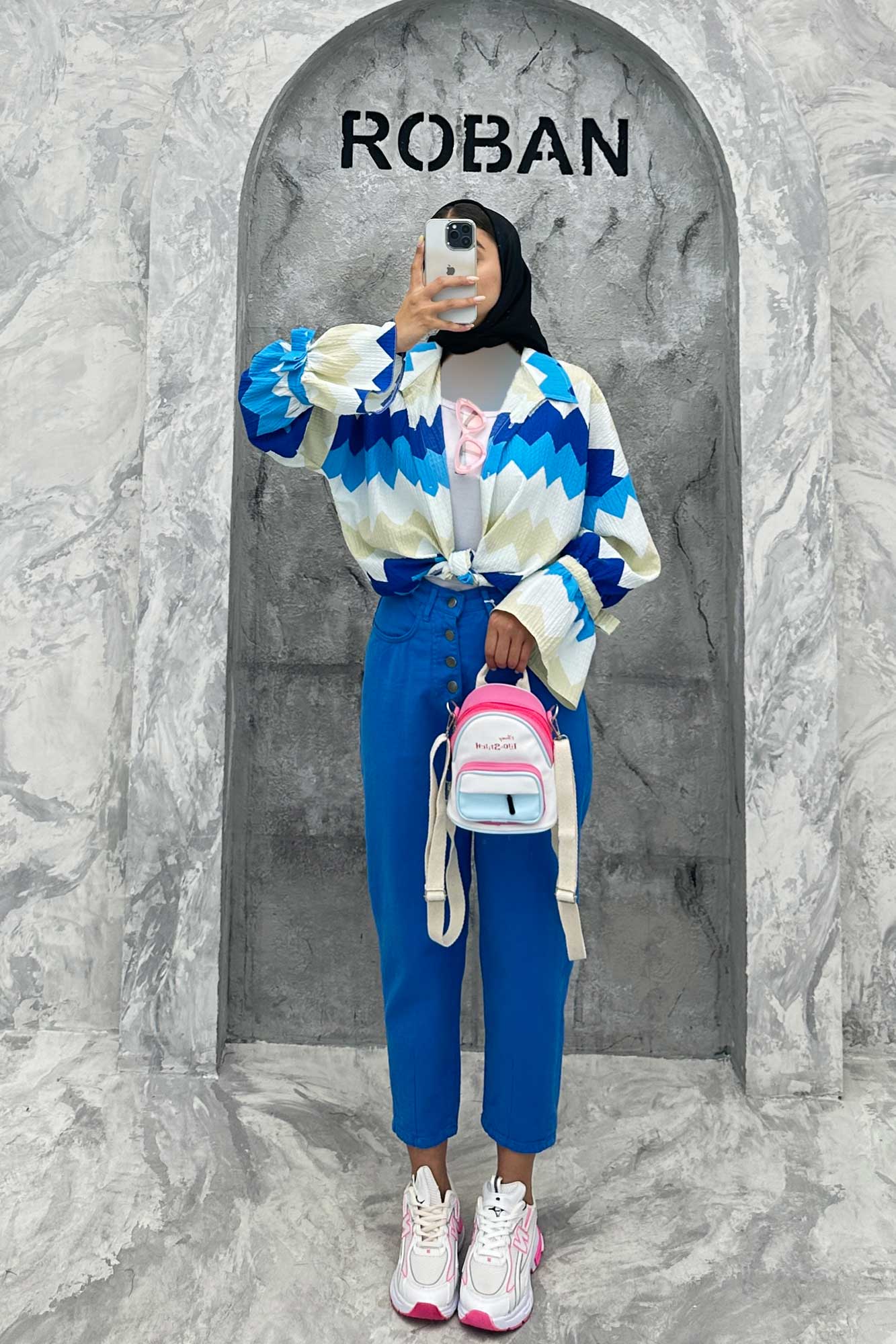 مانتو آستین عروسکی کراش طرح زیگزاگ