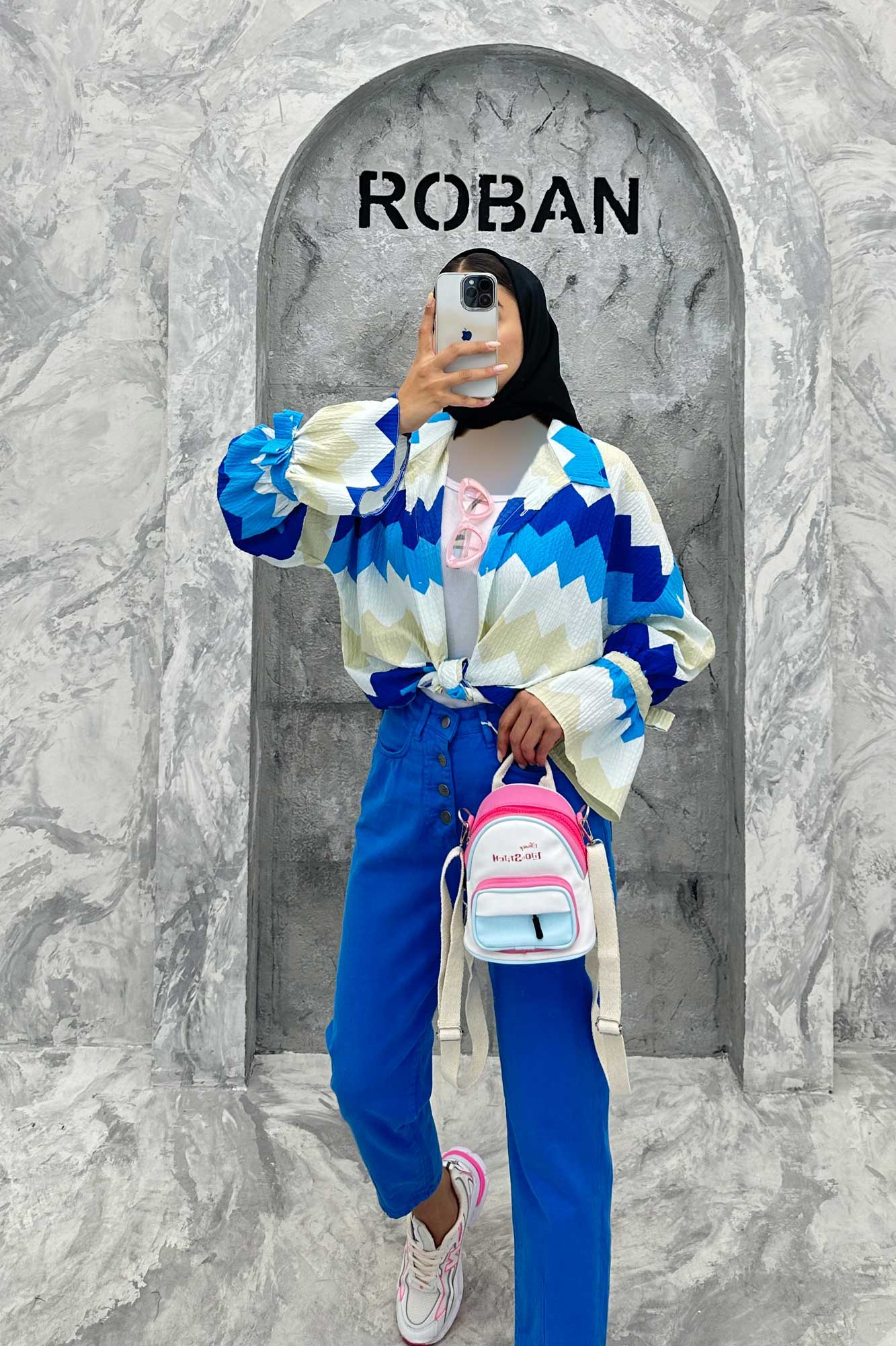 مانتو آستین عروسکی کراش طرح زیگزاگ