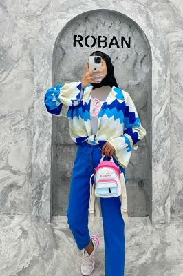 مانتو آستین عروسکی کراش طرح زیگزاگ