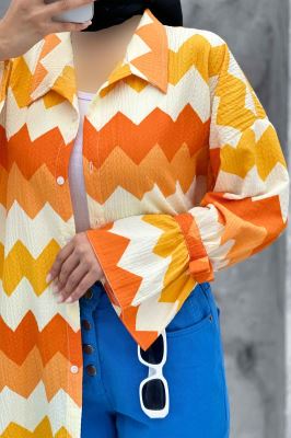 مانتو آستین عروسکی کراش طرح زیگزاگ