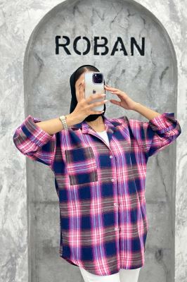 مانتو تک جیب آستین پاگن چهارخانه