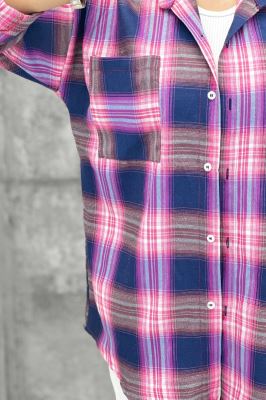 مانتو تک جیب آستین پاگن چهارخانه