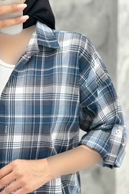 مانتو تک جیب آستین پاگن چهارخانه