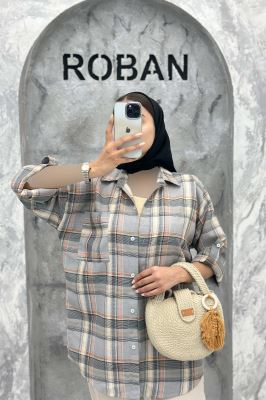 مانتو تک جیب آستین پاگن چهارخانه